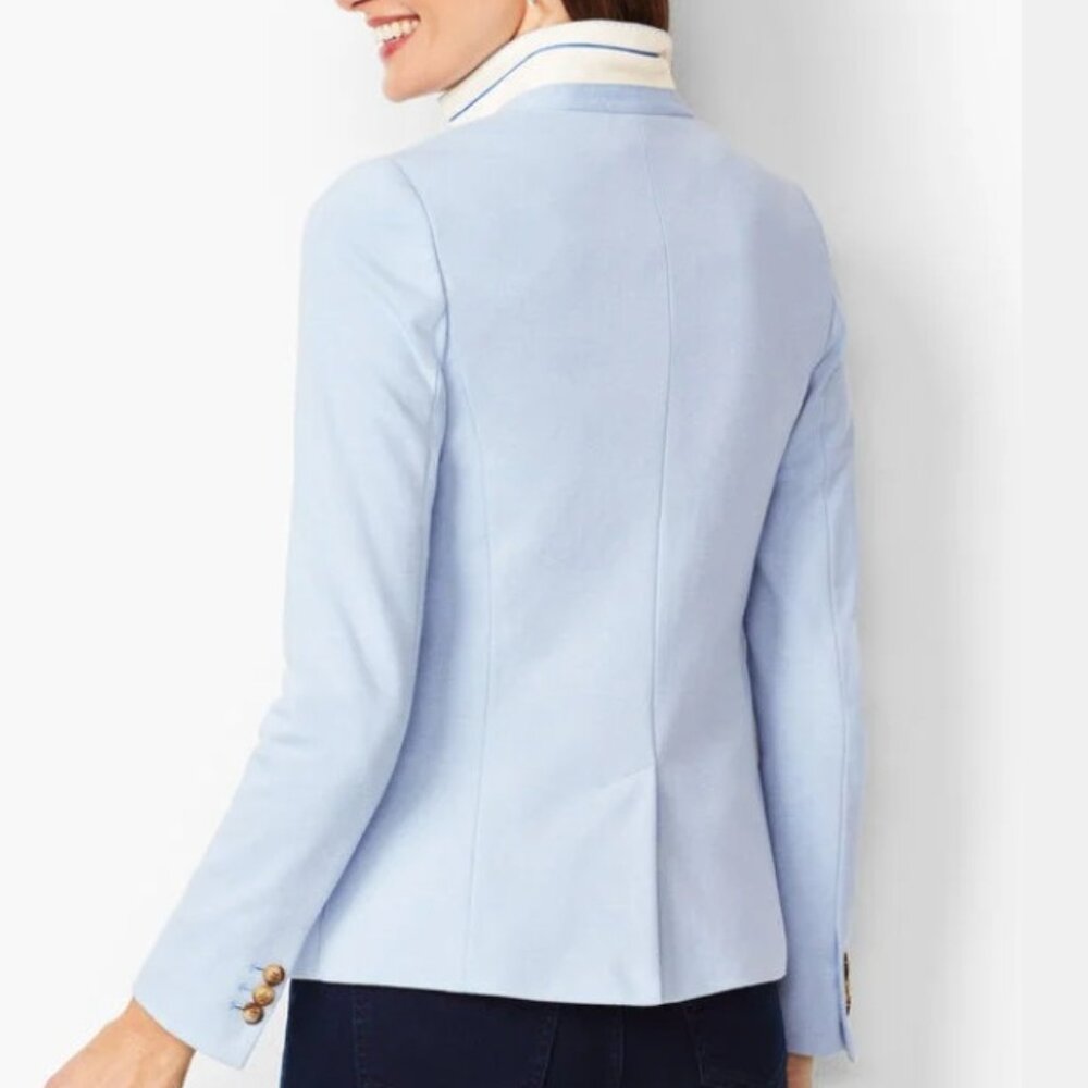 Talbots Tailored Light Blue Knit Blazer • Petite 8P • Elevated Casual Workwear - Picture 8 of 12